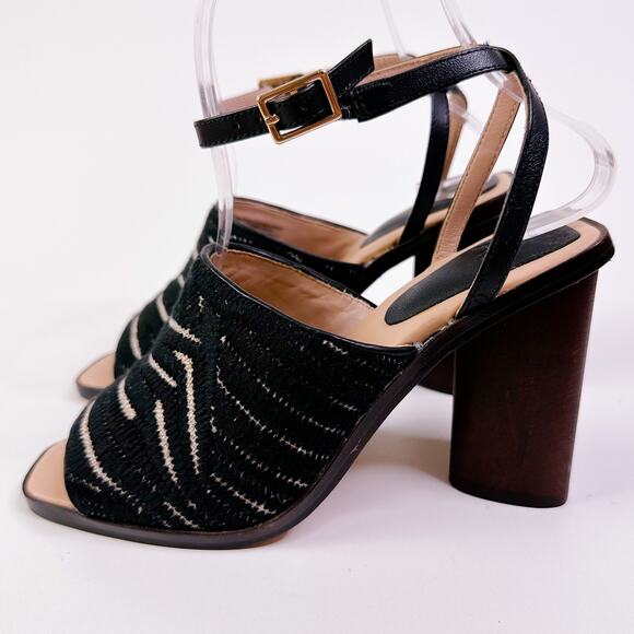 AD & Daughters Block Wooden Heel Haddix Square Toe Dress Sandals Black 6 NEW - Picture 4 of 11